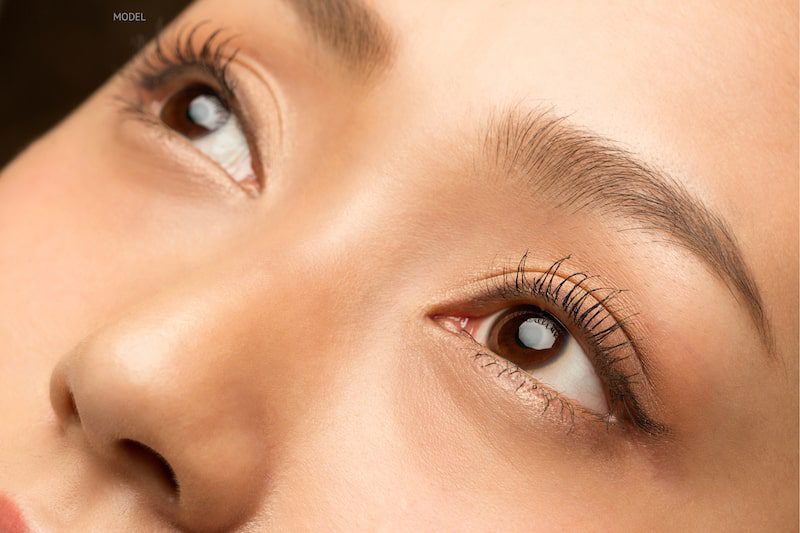 Close-up image of woman's nose and eyes